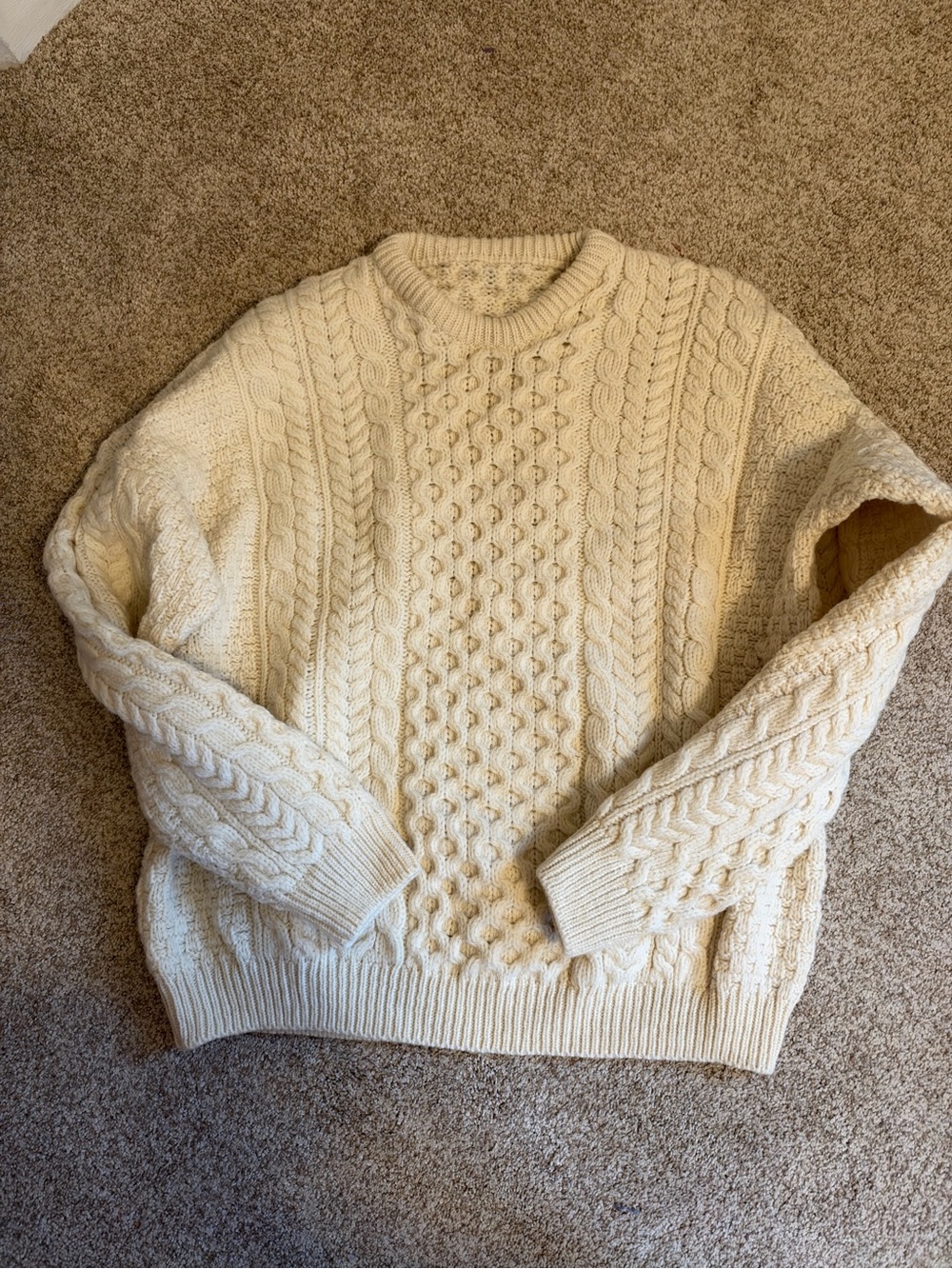 Thrifted 100% Wool Vintage Cable Knit Sweater
